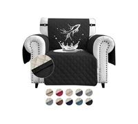 FIGOOO Sofa Covers Water Resistant Sofa Slipcovers 1 Seater Waterproof Reversible Anti-Slip Anti-Scratch Sofa Cover with Non Slip Elastic Straps for Dogs Cats Pets,Black
