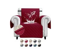 FIGOOO Sofa Covers Water Resistant Sofa Slipcovers 1 Seater Waterproof Reversible Anti-Slip Anti-Scratch Sofa Cover with Non Slip Elastic Straps for Dogs Cats Pets,Burgundy