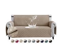 FIGOOO Sofa Covers Water Resistant Sofa Slipcovers 2 Seater Waterproof Anti-Slip Anti-Scratch Sofa Cover with Non Slip Elastic Straps for Dogs Cats Pets,khaki