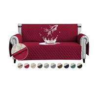 FIGOOO Sofa Covers Water Resistant Sofa Slipcovers 2 Seater Waterproof Anti-Slip Anti-Scratch Sofa Cover with Non Slip Elastic Straps for Dogs Cats Pets,Burgundy