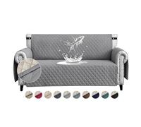 FIGOOO Sofa Covers Water Resistant Sofa Slipcovers 2 Seater Waterproof Anti-Slip Anti-Scratch Sofa Cover with Non Slip Elastic Straps for Dogs Cats Pets,Light Grey