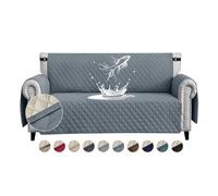 FIGOOO Sofa Covers Water Resistant Sofa Slipcovers 2 Seater Waterproof Reversible Anti-Slip Anti-Scratch Sofa Cover with Non Slip Elastic Straps for Dogs Cats Pets,Grey-Blue