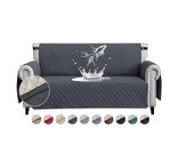 FIGOOO Sofa Covers Water Resistant Sofa Slipcovers 2 Seater Waterproof Reversible Anti-Slip Anti-Scratch Sofa Cover with Non Slip Elastic Straps for Dogs Cats Pets,Dark Grey