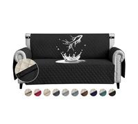 FIGOOO Sofa Covers Water Resistant Sofa Slipcovers 2 Seater Waterproof Anti-Slip Anti-Scratch Sofa Cover with Non Slip Elastic Straps for Dogs Cats Pets,Black