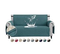 FIGOOO Sofa Covers Water Resistant Sofa Slipcovers 2 Seater Waterproof Reversible Anti-Slip Anti-Scratch Sofa Cover with Non Slip Elastic Straps for Dogs Cats Pets,Green