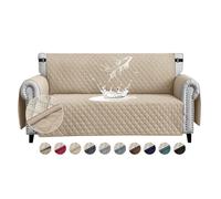 FIGOOO Sofa Covers Water Resistant Sofa Slipcovers 2 Seater Waterproof Anti-Slip Anti-Scratch Sofa Cover with Non Slip Elastic Straps for Dogs Cats Pets,Beige