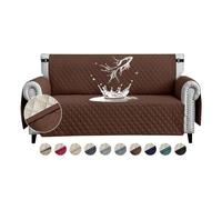 FIGOOO Sofa Covers Water Resistant Sofa Slipcovers 2 Seater Waterproof Anti-Slip Anti-Scratch Sofa Cover with Non Slip Elastic Straps for Dogs Cats Pets,Coffee