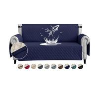 FIGOOO Sofa Covers Water Resistant Sofa Slipcovers 2 Seater Waterproof Reversible Anti-Slip Anti-Scratch Sofa Cover with Non Slip Elastic Straps for Dogs Cats Pets,Navy Blue