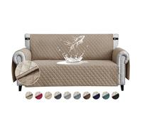 FIGOOO Sofa Covers Water Resistant Sofa Slipcovers 3 Seater Waterproof Anti-Slip Anti-Scratch Sofa Cover with Non Slip Elastic Straps for Dogs Cats Pets,khaki