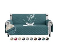 FIGOOO Sofa Covers Water Resistant Sofa Slipcovers 3 Seater Waterproof Anti-Slip Anti-Scratch Sofa Cover with Non Slip Elastic Straps for Dogs Cats Pets,Green