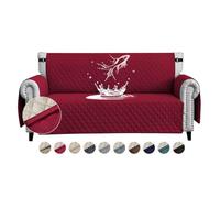 FIGOOO Sofa Covers Water Resistant Sofa Slipcovers 4 Seater Waterproof Anti-Slip Anti-Scratch Sofa Cover with Non Slip Elastic Straps for Dogs Cats Pets,Burgundy