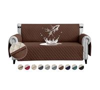 FIGOOO Sofa Covers Water Resistant Sofa Slipcovers 4 Seater Waterproof Reversible Anti-Slip Anti-Scratch Sofa Cover with Non Slip Elastic Straps for Dogs Cats Pets,Coffee