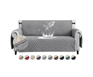FIGOOO Sofa Covers Water Resistant Sofa Slipcovers 4 Seater Waterproof Anti-Slip Anti-Scratch Sofa Cover with Non Slip Elastic Straps for Dogs Cats Pets,Light Grey