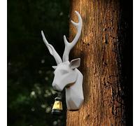 Figorona 3D head Wall Mount Ornament, Resin Home Accessories Wall Decorations, Deer Decor for Patio, Balcony, Indoor Decoration and as Gifts (D-White)