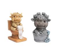 Figorona Highland Cow Figurines Set of 2, Resin Figurine Decorations for Multiple Scenarios like Home, Farmhouse, Rooms, etc, Cast in the Finest Resin, Expertly Hand-Painted