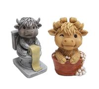 Figorona Highland Cow Figurines Set of 2, Resin Figurine Decorations for Multiple Scenarios like Home, Farmhouse, Rooms, etc, Cast in the Finest Resin, Expertly Hand-Painted