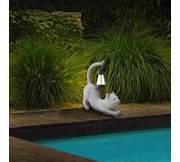 Figorona Solar Powered Cat Statue Garden Decoration Outdoor LED Lights, 15 Inch Waterproof Animal Statue Light, Suitable for Decorations for Patio, Balcony, Lawn, Courtyard, Etc. (Tail-D)