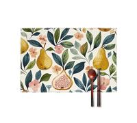 Figs and Pears Placemats Set of 4-17.7x11.8 Inch Washable Non-Slip Table Mats, Durable Wipeable Kitchen & Dining Mats for Party Decor, Home Table Setting, Oil/Scratch Protection