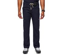 FIGS Cairo Cargo Scrub Pants for Men - Classic Straight Leg Fit, 9 Pockets, 4-Way Stretch, Anti-Wrinkle Men’s Scrub Pants, Navy Blue, Small