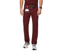 FIGS Cairo Cargo Scrub Pants for Men - Classic Straight Leg Fit, 9 Pockets, 4-Way Stretch, Anti-Wrinkle Men’s Scrub Pants, Burgundy, Large