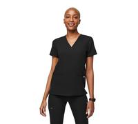 FIGS Casma Scrub Tops for Women - Classic Fit, 3 Pockets, Four-Way Stretch, Anti-Wrinkle Women's Medical Scrub Top, Black, XXL