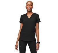 FIGS Casma Scrub Tops for Women - Classic Fit, 3 Pockets, Four-Way Stretch, Anti-Wrinkle Women's Medical Scrub Top, Blk, XXL