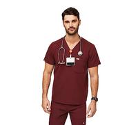 FIGS Chisec Scrub Top for Men - 3 Pockets, Tailored Fit, Squared V-Neck, 4-Way Stretch, Moisture-Wicking Men's Scrubs, Bnd, XL