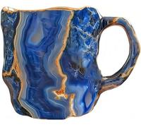 Figskey 3D Amethyst Mineral Crystal Coffee Mug - Decorative Gift for Home & Office (Blue)