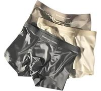 Figskey Elegant Silk Men's Ice Silk Underwear Mulberry Men's Boxer Briefs, Seamless Comfort, Breathable Cool Boxer Briefs, Moisture-Wicking Underwear (UK, Alpha, L, Regular, Regular, Blue+White+Grey)
