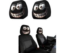 Figskey Face Headrest Covers,Scary Car Headrest Covers,Scary Head Rest Cover,Scary Headrest Covers for Car Decorations,Funny Cars Accessories (A)