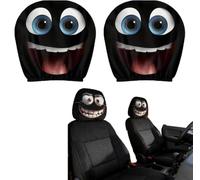 Figskey Face Headrest Covers,Scary Car Headrest Covers,Scary Head Rest Cover,Scary Headrest Covers for Car Decorations,Funny Cars Accessories (B)