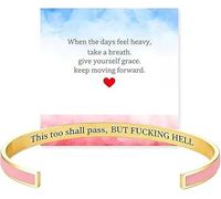 Figskey This Too ShallPass Mantra Cuff Bracelet,Engarved Motivational Bangle Bracelet,Hidden Message Engarved Cuff Bracelets,Inspirational Jewelry Gifts for Women Men (Pink Gold)