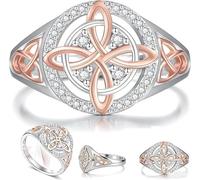 Figskey Witches Knot Ring,Handmade Witch’s Return-Knot Protection Ring,Protect Your Loved Ones,Silver Knot Design with Rose-Gold Detail for Women Anniversary Birthday (Silver, 8)