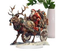 Figura Santa Claus in Trineo,Figura Papá Noel Navidad | Papá Noel Acrílico 2D en Trineo Con Mesa De Ciervo | Decoración Navideña De Invierno Coleccionable Para Decoración Del Hogar Con Chimenea