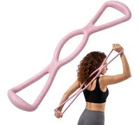 Figure 8 Exercise Resistance Bands, Silicone Resistance Bands for Exercise for Arm, Shoulder, Back, Leg Stretching, Portable Home Office Elastic Training Band for Yoga, Pilates, Fits (Pink)