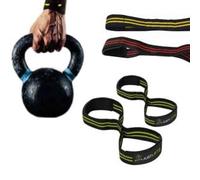 Figure 8 Lifting Straps Pair - Deadlift & Weightlifting Wrist Straps - Anti-Allergic Non-Slip Cotton with Neoprene Padding & Strong Stitching - Gym Straps for Heavy Lifts (Red/Yellow)