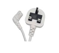 Figure 8 Power Lead White 3 Meters - 90 Degree Angle IEC C7 Universal UK Plug Power Cable - Compatible With PS-5, Xbox Series X, Smart LED TV, Galaxy TV, LG TV