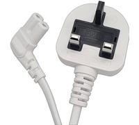 Figure 8 Power Lead White 5 Meter - 90 Degree Angle IEC C7 Universal Plug Power Cable - Compatible With PS-5, Xbox Series X, Smart LED TV, Galaxy TV, LG TV