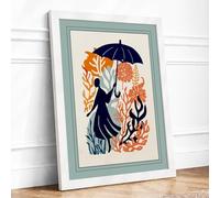 Figure Among Flowers Botanical Framed Wall Art Print A4 White | Ready to Hang, Premium Gi Paper, Fade-Resistant Inks, Securely Packaged, UK Made