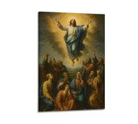 Figure Ascending With Disciples In Heavenly Scene Wall Art, Majestic Religious Decor For Home And Prayer Room Artistic Wall Mural Modern Hanging Decor Poster12x18inch(30x45cm)