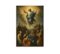 Figure Ascending With Disciples In Heavenly Scene Wall Art, Majestic Religious Decor For Home And Prayer Room Artistic Wall Mural Modern Hanging Decor Poster08x12inch(20x30cm)