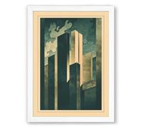 Figure at the Edge Art Deco Framed Wall Art Print A4 (29.7×21cm) White, Wall Decor for Living Room, Bedroom, Office & Home, Ready to Hang, Art Gift