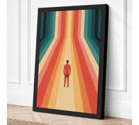 Figure at Vanishing Point Canvas Wall Art Print 30x20 Inch | Black