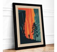 Figure Before Fire Japandi Framed Wall Art Print A1 (84.1×59.4cm) Black, Wall Decor for Living Room, Bedroom, Office & Home, Ready to Hang, Art Gift