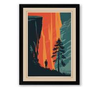 Figure Before Fire Japandi Framed Wall Art Print A3 (42×29.7cm) Black, Wall Decor for Living Room, Bedroom, Office & Home, Ready to Hang, Art Gift