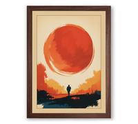 Figure Beneath the Sun Minimalist Framed Wall Art Print A3 (42×29.7cm) Walnut, Wall Decor for Living Room, Bedroom, Office & Home, Ready to Hang, Art Gift
