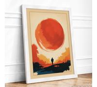 Figure Beneath the Sun Minimalist Framed Wall Art Print A4 White