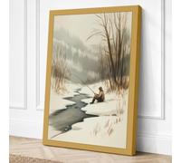 Figure by Frozen Stream Canvas Wall Art Print 18x12 Inch