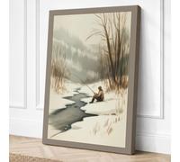 Figure by Frozen Stream Canvas Wall Art Print 18x12 Inch