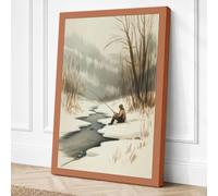 Figure by Frozen Stream Canvas Wall Art Print 24x16 Inch